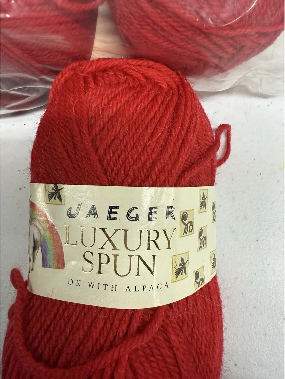 Jaeger Luxury Spun DK with Alpaca Shade 0439 Red 4 Skein Lot